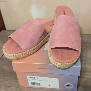 Lisa Vicky Slides Women's 8 Pink Smile-V Foxglove Kid Suede Nordstrom In The Box